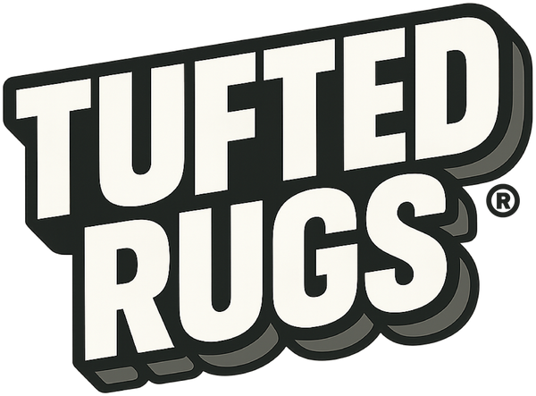 Tufted Rugs logo featuring bold, modern typography.